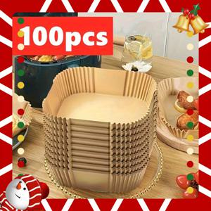 TEMU 사각 실리콘 오일 페이퍼 라이너 100개입 - 논스틱, 일회용 파스텔 페이퍼, 듀얼 에어프라이어에 적합, 축제 및 일상 요리에 이상적, 에어프라이어 추가, 주방 필수품, 에어프라이어 라이너