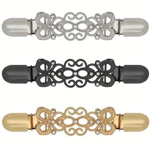 TEMU 빈티지 스웨터 클립 3개, 드레스 클립, 뒷면 묶는 숄 가디건 칼라 클립, 드레스와 바지용 허리 조임끈, 메탈