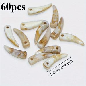 TEMU 60개 늑대 이빨 비즈와 펜던트 - /내추럴, 무코팅, DIY 스타일 목걸이, 팔찌, 키체인 만들기 - 빈티지 이빨 모양 비즈 주얼리 - 성인 및 청소년 공예 프로젝트, 주얼리 액세서리, 디자인, 핸드메이드 비즈 장식