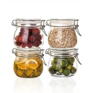 TEMU 4개/6개 세트 와이드 마우스 메이슨 자르 밀폐형 클램프 뚜껑 - 밀폐 라운드 유리 캔스터, 시리얼, 파스타, 콩, 설탕, 커피, 향신료 보관용 - 식기세척기 안전 팬트리 정리용 유리 보관 용기