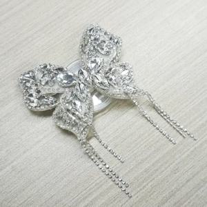 TEMU 1개 반짝이 스톤 태슬 더블 레이어 나비 폰 스탠드, 미끄럼 방지 접이식 에어백 휴대폰 홀더, 자가 접착식 휴대용 데스크탑 지지대. 폰 스탠드만 포함