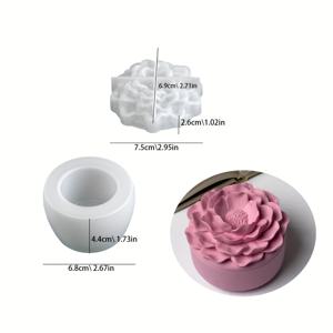 TEMU 매화 꽃병용 점토 몰드, 동백꽃 뚜껑이 있는 석고 점토 실리콘 몰드 보관 용기, 아로마테라피 석고 시멘트 양초 홀더 몰드, 수제 원형 꽃 보관 병, 양초 컵 실리콘 몰드