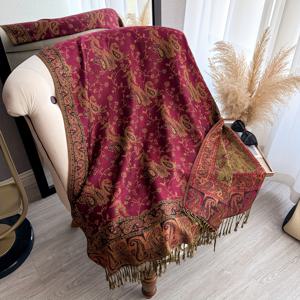 TEMU 여성용 에스닉 페일리 패턴 롱 숄 - 태슬 장식의 빈티지 럭셔리 스타일, 캐주얼 및 포멀 의상 모두에 적합, 손세탁/드라이 클리닝