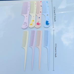 TEMU 8피스 세트, 귀여운 카툰 동물 빗 - 휴대용 미세 이빨 꼬리빗 헤어 스타일링 키트, 8피스