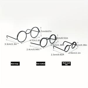 TEMU 미니 안경 액세서리 3개, 코바늘 인형 안경테, 핸드메이드 DIY 재료, 인형 장식, 셔닐 줄기 조립용 액세서리, 인형 피규어 수제 미니 니트 액세서리 재료, 코바늘 DIY 소형 안경테