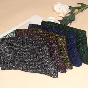 TEMU 5켤레 여성용 스파클링 양말, 독특한 한국 스타일 디자인, 골드 및 실버 실로 다양한 의상과 매치하기에 완벽