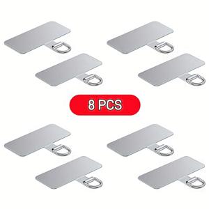 TEMU 8개 초슬림 폰 랜야드 커넥터, 스테인리스 스틸 클립, 패드 및 카드, 내구성 강한 금속 걸이 플레이트, 폰 모델용 뒷면 스티커 장착 커넥터