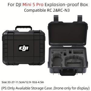 TEMU DJI Mini 5 Pro용 RC 2 / RC-N3 호환 하드 쉘 보호 케이스, 보호, 충격 방지, 방진, 간편한 드론 보관 및 운반을 위한 어깨 끈 포함, 블랙 (케이스 단품)