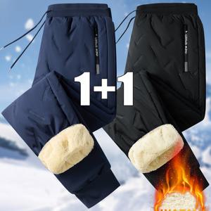 TEMU 남성용 안감 가을/겨울 바지 2팩 - 따뜻하고 두꺼운 지퍼업 캐주얼 스포츠 팬츠, 포켓 포함, 스포츠 및 레저용, 남성 스웨트팬츠, 삼선 스포츠 팬츠, 남성 조거팬츠, 운동용 바지, 활동적인 디자인, 따뜻한 안감, 내구성 있는 소재, 액티브 라이프스타일