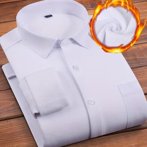 TEMU 남성용 솔리드 컬러 기모 안감 따뜻한 셔츠, 클래식 솔리드 컬러 작업복 겨울 기모 안감 스타일