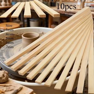 TEMU 5가지 두께(3/4/5/6/7mm)의 나무 및 세라믹 클레이 롤러 10개 세트 (깊이 게이지 포함). 세라믹 및 폴리머 클레이 작업에 필수적인 내구성 있는 도구이며, 도자기 제작에 적합합니다.