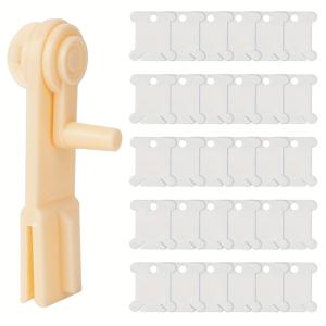 TEMU 30개 플라스틱 실봉지 + 1개 실감기 세트, 크로스 스티치 자수용 실, 자수 실, 공예 DIY 바느질 보관 실 정리함, 자수 DIY 카드