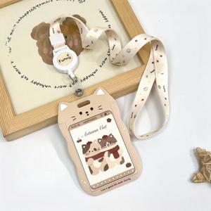 TEMU 고양이 귀 디자인의 2D 귀여운 ID 카드 홀더 (끈 포함). 튼튼한 PP 재질의 문서 보호 케이스이며 학생들에게 완벽하며, 캠퍼스 ID 카드를 스타일리시하게 휴대할 수 있어 학교 및 사무실에서 사용하기에 적합합니다.