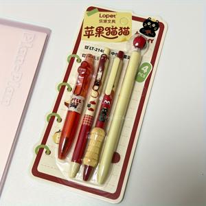 TEMU 크리에이티브 러브 하트 젤펜 4개입, 강아지 토끼 고양이 곰 패턴 필기용펜 0.5mm 검정색 펜 사무용품