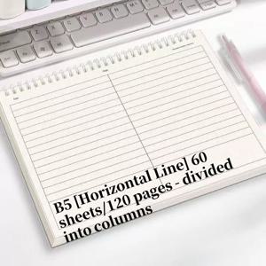 TEMU B5 스파이럴 문구 노트 - 디자인, 가로형 정리, 60매/120페이지, 납작한 스파이럴 제본으로 메모, 다이어리, 사무실, 학교 또는 프레젠테이션에 적합 - 플래너에 적합 - 데일리 캐리 오간라이저, 학교 노트