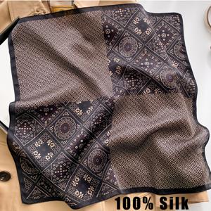 TEMU 100% 실크 블랙 브라운 페이즐리 양면 사각 스카프, 빈티지 라이트 럭셔리 스타일, 남녀공용 빈티지 디자인, 실키하고 피부 친화적, 고급스러운 느낌을 위한 목걸이용 / 빈티지 디테일을 위한 가방끈용, 출퇴근 및 데이트용 / 미술 전시회용, 패션 전문가를 위한 스타일리시한 액세서리로 옷의 질감을 높여주는 아이템, 독특한 패턴의 니치 디자인