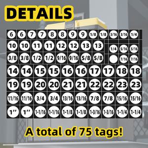 TEMU 75개/세트 기계식 드라이브 소켓 라벨 스티커, 블랙/옐로우, 소켓 빠르고 쉬운 리마인더 스티커, 편리한 식별 라벨 세트