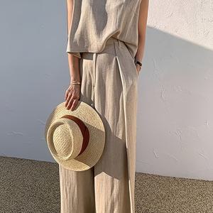 TEMU 여성 스타일리시하고 우아한 봄/여름 투피스 세트, 편안하고 캐주얼한 상의와 바지 의상, 해변 바캉스 앙상블