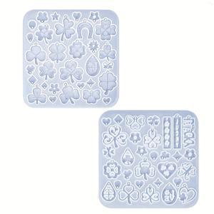 TEMU 샴록, 4잎 클로버, 하트, 말갈고리 모양의 성 패트릭 데이 레진 귀걸이 몰드 2개 세트입니다. 이 실리콘 몰드는 주얼리, 키체인 제작에 적합합니다.