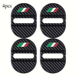 TEMU 이탈리아식 삼색 자동차 도어 잠금장치 보호 커버 4개 세트, 카본 파이버 텍스처 디자인, 진동 및 소음 감소/방음 접착식/씰링 패치 쿠셔닝