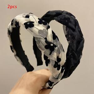 TEMU 2개입 우아한 메시 꽃 헤어밴드 | 하이 크라운 스타일, 야외 활동, 어버이날, 신학기, 추수감사절, 크리스마스, 새해, 발렌타인데이를 위한 트렌디하고 활용도 높은 헤어 액세서리