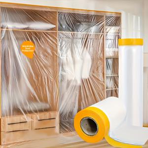 TEMU 방수 PVC 페인트 테이프 3팩 - 높이 조절식, 접이식, 분리형 커버 포함, 멀티 사이즈 사전 접착 필름 롤, 자동차 도장 및 집 꾸미기용