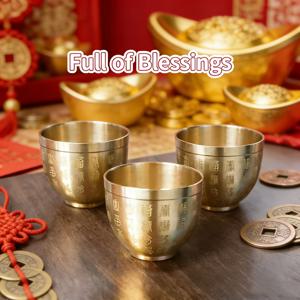 TEMU 빈티지 황동 'Fu' 문자 장식품 3개 세트 - 집과 사무실 책상 꾸미기에 완벽한 장식품, 크리스마스, 할로윈, 부활절, 새해 선물로 재물과 행운을 불러오세요