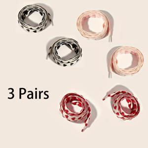 TEMU 3켤레 우아한 하트 모양 납작한 신발끈 - 디테일이 있는 가벼운 끈, 레드 & 디자인, 캐주얼 신발용, 크리스마스 & 추수감사절 장식, 손세탁/드라이 클리닝, 신발 끈, 신발 추가, 장식용 신발 끈