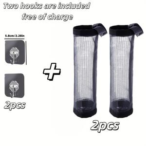 TEMU [수납 아이템] 공간 절약형 메시 플라스틱 가방 랙 4종 세트 - 대용량, 통기성, 세탁 가능, 접이식 - 주방 및 가정 정리에 필수품 | 지금 구매하여 무료 후크 한 쌍을 받으세요