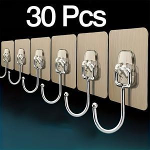 TEMU 30개 초강력 접착 드릴 불필요 후크 - 골드 후크 재사용 가능 - 주방 및 욕실 타일 벽에 적합, 수건, 조리 기구, 욕실 추가 장식 등을 쉽게 걸 수 있습니다.