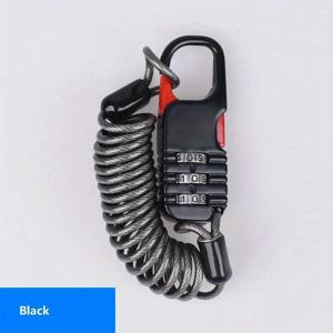 TEMU 스테인리스 스틸 60*22mm 세 자리 암호 조합 자물쇠 1개 - 안전한 도난 방지 자전거 헬멧 안전 케이블 와이어 로프 자물쇠, 광택 마감 및 무충전 전원 모드