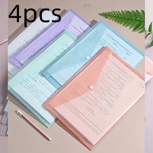 TEMU 랜덤 색상 4종 A4 박사 과정 합격시험 대학원생용 투명 파일 폴더, 정보 보관 사무용품, 신학기 학습 정리 가방, 학용품, 서류 파우치, 디자인, 튼튼한 소재, 재사용 가능한 가방, 문구 수납 파우치, 수험생 필수품