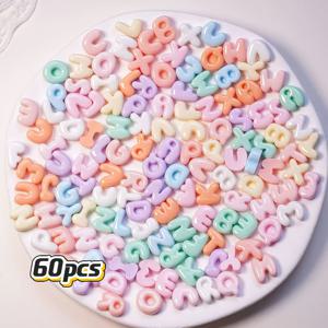 TEMU 30/60개 소프트톤 및 멀티 컬러 불투명 레진 알파벳 A-Z (대문자 및 소문자 모두), 주얼리, 네일 아트, 스크랩북, 키체인, 생일 파티 및 모임에 적합, 구멍이 없는 부드러운 공예 비즈 특징