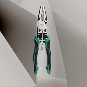 TEMU 산업용 강철로 제작된 9-in-1 다기능 플라이어 세트입니다. 바늘머리 플라이어, 사선 플라이어, 와이어 스트리퍼, 전기 기술자용 플라이어가 포함되어 있습니다. 쉽게 절단, 그립, 스트리핑, 감기를 위한 스프링 로드 디자인을 특징으로 합니다.