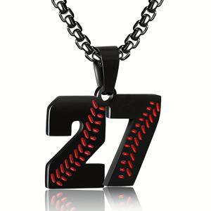 TEMU 남성 야구 숫자 목걸이 (젊은 운동선수용), 304 스테인리스 스틸 펜던트 (저지 번호 포함), 블랙 및 골드 도금, 24인치 체인. 남성, 여성에게 적합한 맞춤형 야구 선물