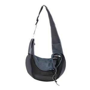 TEMU 조절 가능한 스트랩이 있는 통기성 메시 개 슬링 캐리어, 핑크 & 블랙 - 소형에서 중형 개를 위한 편안한 애완 동물 여행 하네스, 안전한 드로스트링 클로저, 야외 모험에 적합, 야외 애완 동물 장비 | 안전한 핏 캐리어 | 통기성 메시 원단