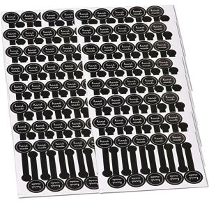 TEMU 200개 수제 스티커, 블랙 롤리팝 디자인, 긴 수제 케이크 포장 DIY 제품 밀봉 스티커, 문구용 스티커, 선물 라벨, 10x3cm, 블랙