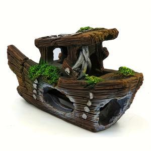 TEMU 시뮬레이션 레진 해적선 어항 장식, 어항 장식, 속이 빈 레진 선박, 침몰된 선박 장식품