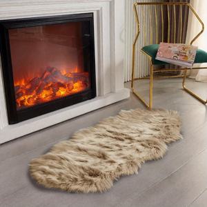 TEMU 작은 테이블, 홈 매트, 창문 디스플레이용 인조 울, 카키색, 물결 모양, , 캐주얼 롱 헤어 카펫, 겨울철 따뜻함, 플러시 장식 룸 러그