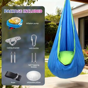 TEMU 행잉 체어 1개, 실내/실외용, 공기주입식 베개 및 포켓 포함, 원통형 확장 나사, 스트랩 및 기타 액세서리 포함, 테라스, 정원, 레크리에이션 등에 적합, 휴식과 놀이를 위한 최고의 선물 선택