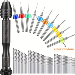 TEMU 59피스 핸드 드릴 비트 세트 (49피스 메탈 핀 바이스 핸드 드릴 미니 드릴 비트 + 10피스 로터리 툴 포함) - 레진, 폴리머, 목공, DIY, 주얼리 제작, 조각용