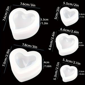 TEMU 발렌타인데이 에폭시 레진 3D 하트 모양 실리콘 몰드 5개, 캐스팅 공예 소프트 실리콘 몰드, 아게이트 주얼리 펜던트, 홈 데코, 비누, 양초 및 점토를 위한 반짝이는 다기능 수제 도구 5가지 모양, 광택 마감