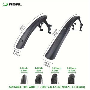 TEMU RBRL 자갈 자전거 펜더 700c 머드가드, 플랫 핸들 도로 자전거용, 경량 머드 가드 세트 퀵 릴리스