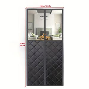 TEMU 도어 커튼 1개, 브라운 세미 윈도우, 겨울용 방한 방풍 및 보온을 위한 강화형, 펀치 없이 간편한 설치, 강력한 자석으로 자동 폐쇄