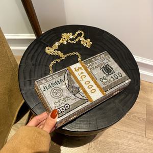 TEMU 새로운 섬세한 저녁 패키지 물 소형 가방 여성 개성 창의성 달러 세트 핸드백 기울임 스패너 체인 가방 파티 가방 뛰어난 인스 외국 스타일 소형 토트 가방 숄더 가방 입술