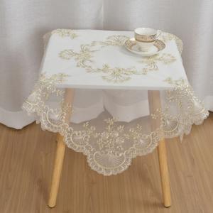 TEMU 집과 휴일을 위한 로프 자수가 있는 기계짠 꽃 자수 폴리에스터 테이블보 1개