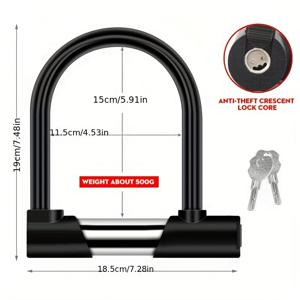 TEMU Xunting MTB 및 로드 자전거용 자전거 U 잠금장치, 도난 방지 안전용 휠 잠금장치, 및 스쿠터에 적합, 내구성 좋은 자전거 잠금장치, 강력한 자전거 추가 장비