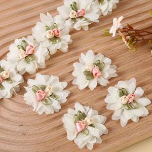 TEMU 25개 3D 쉬폰 꽃 레이스 리본, 빈티지 화이트 트림 원단, 재봉 공예 레이스