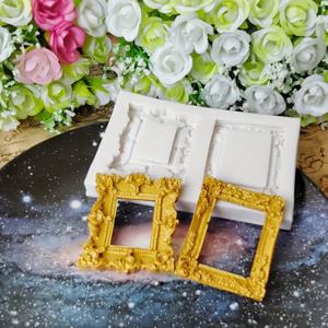 TEMU 1개, 다양한 유럽 클래식 사진액자 및 거울액자 수공예 몰드, 실리콘 플리핑 몰드, 드립 글루 몰드, DIY 사진액자 테두리 장식 액세서리, 3D 거울액자 캔디 클레이 몰드, 베이킹 액세서리, 가정용품