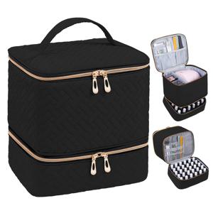 TEMU 네일 폴리쉬 정리함, 더블 퀼트 네일 폴리쉬 보관 가방, 젤 네일 폴리쉬 휴대용 케이스, 네일 폴리쉬 30병 및 네일 폴리쉬 램프 수납, 휴대용 네일 폴리쉬 네일 키트 용품 정리함 (가방만)